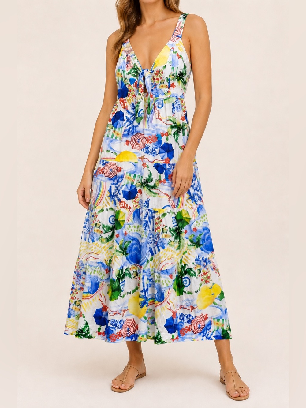 YSC Tropical Cotton Cutout Maxi Dress Size S
